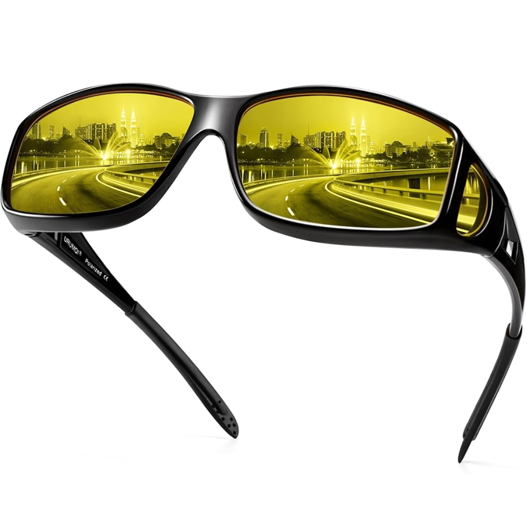 Goiteia Lunettes de conduite de nuit polarisées à clipser anti-reflets pour homme et femme, éliminent l'éblouissement des phares/ampoules LED