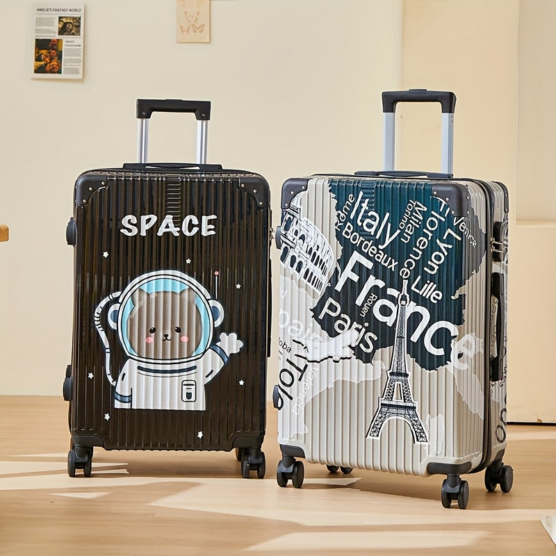 Valise de luxe Graffiti sur le thème de l'espace – Valise aérienne de 24 pouces avec roulettes pivotantes et verrou TSA