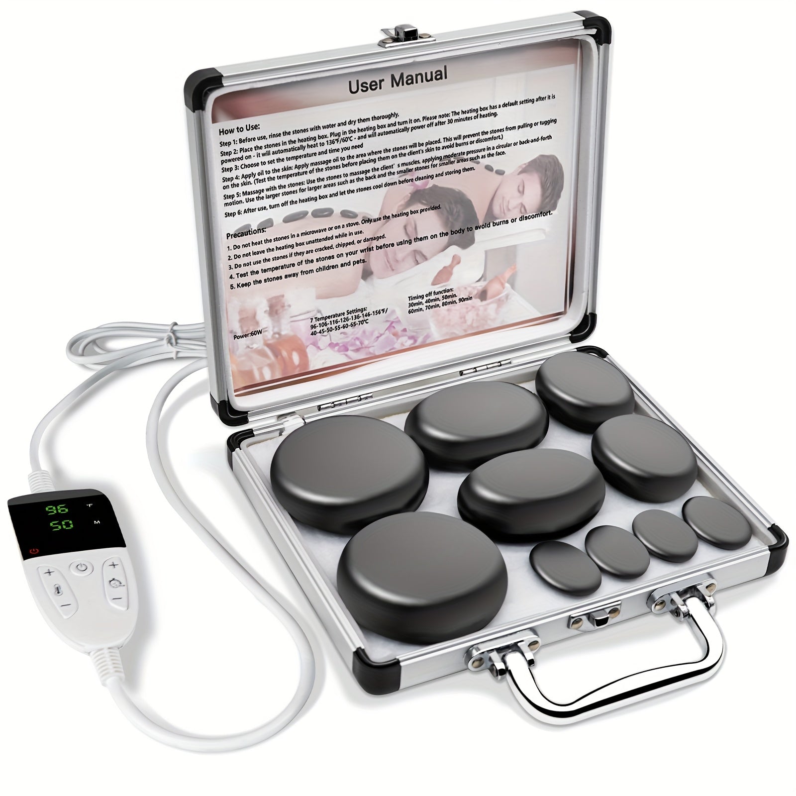 Ensemble de Massage aux Pierres Chaudes Professionnel – Complet avec Chauffage