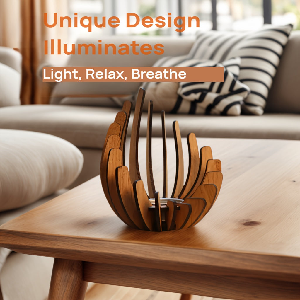 Bougeoir Lotus Bohème – Design en Bois Stratifié Fait Main