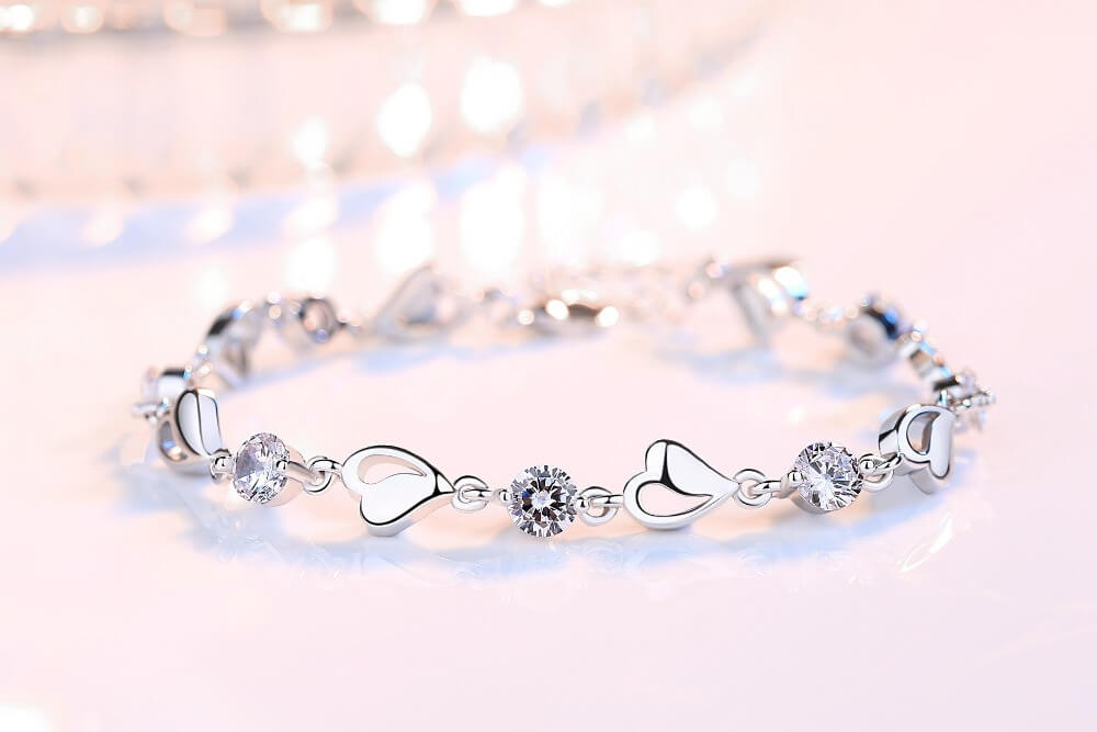 Bracelet en Argent en Forme de Cœur - Eloria