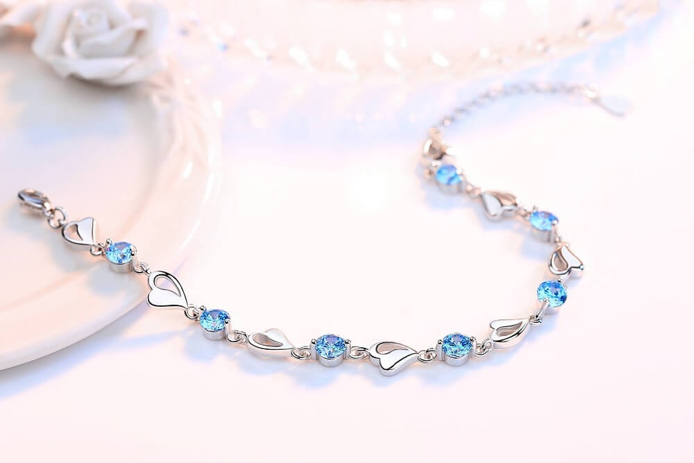 Bracelet en Argent en Forme de Cœur - Eloria