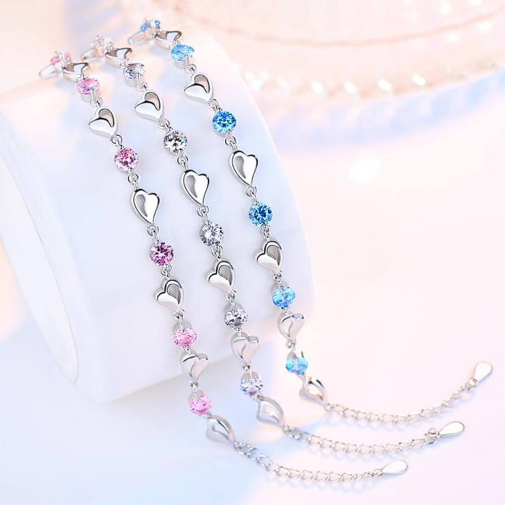 Bracelet en Argent en Forme de Cœur - Eloria
