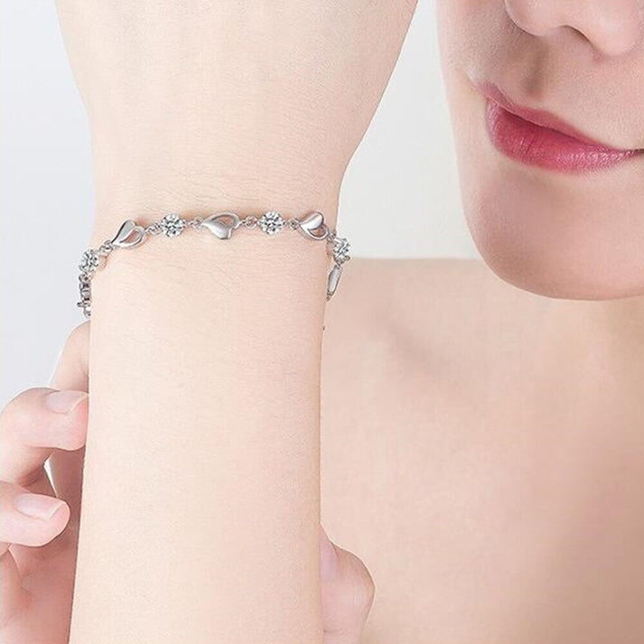 Bracelet en Argent en Forme de Cœur - Eloria