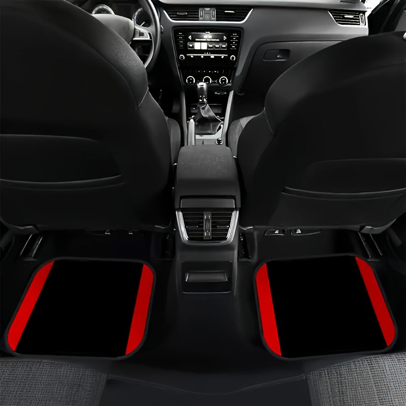 Tapis de sol en polyester avec rayures verticales rouges – Antidérapants et lavables pour tous les véhicules