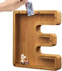 Tirelire TreasureNest | Tirelire en bois personnalisée avec des motifs de lettres de l'alphabet