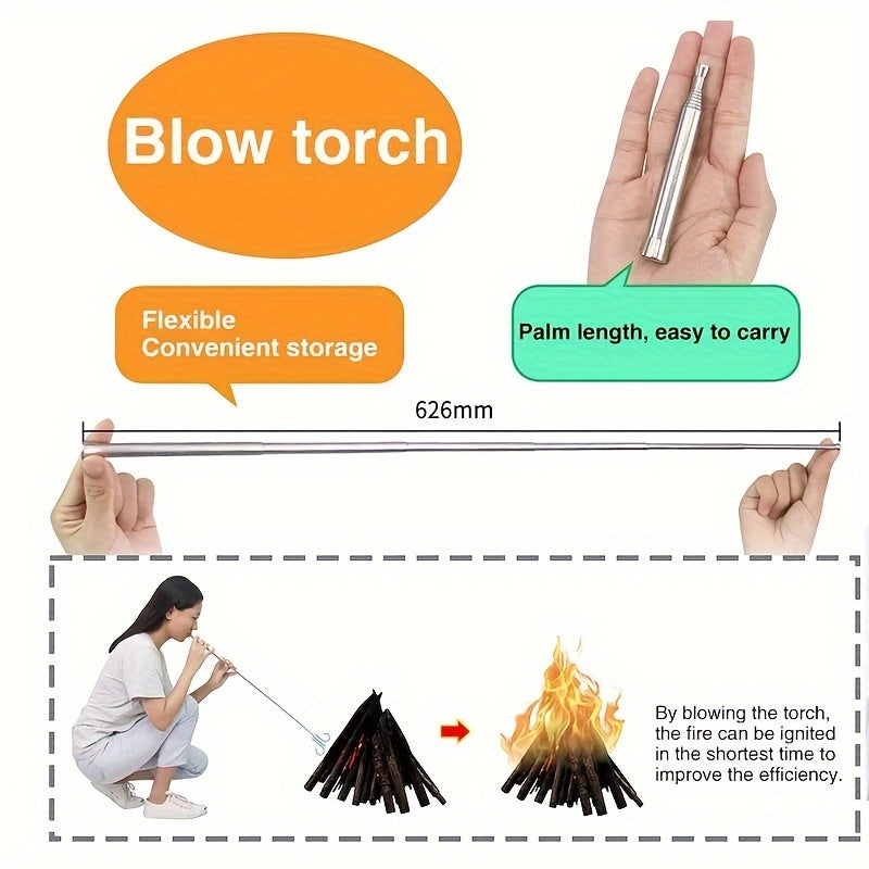 Tuyau de Soufflage Télescopique - Pratique et Durable pour le Feu en Plein Air