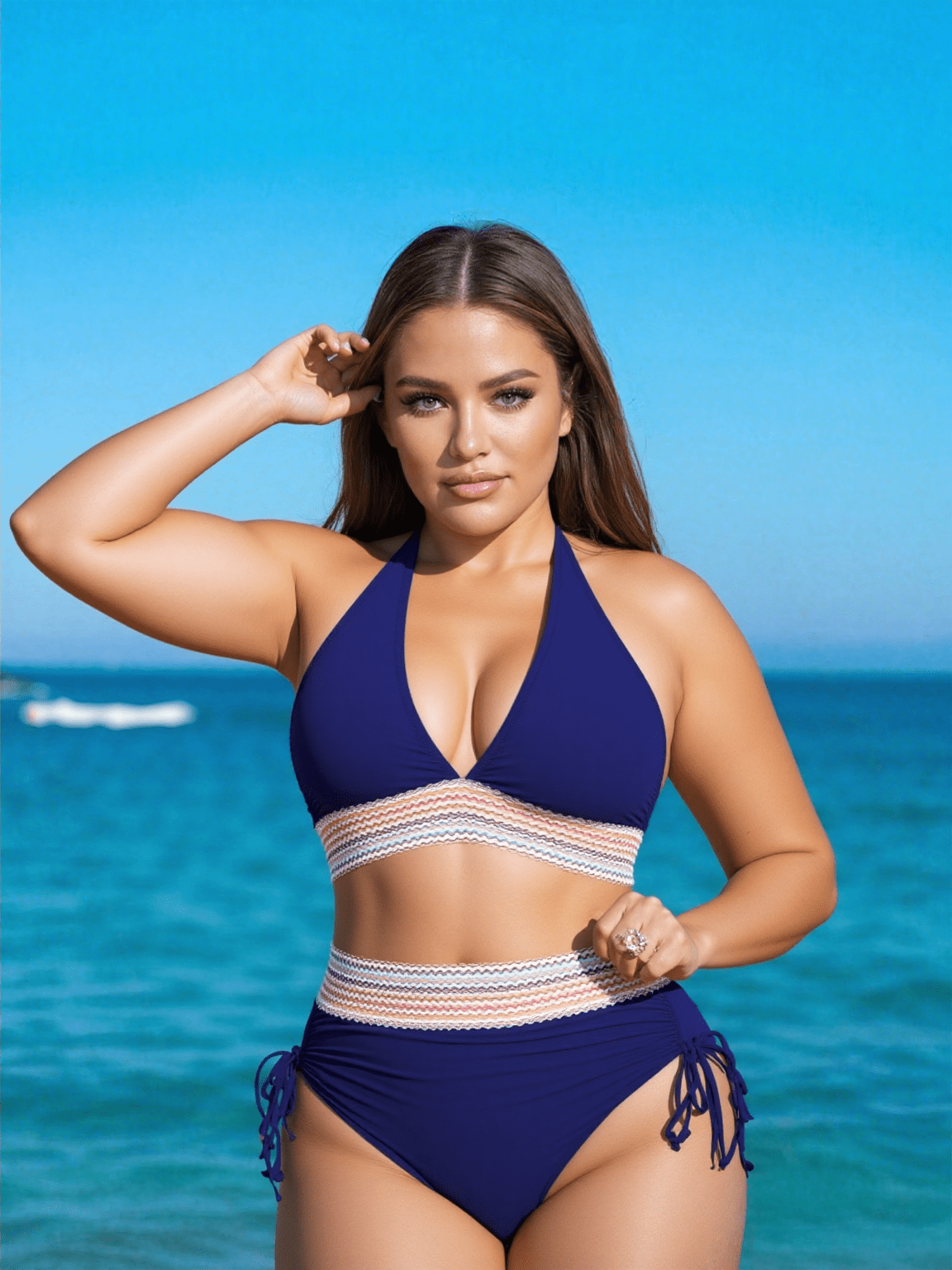 Bikini élégant, taille haute, sculptant