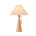 Lampe de Table LED en Tissu Plissé en Bois Minimaliste Japonais 1-Lumière