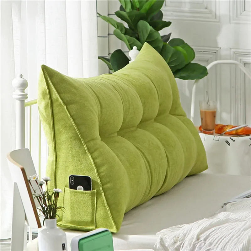 Oreiller de Tête de Lit Triangulaire – Grand Coussin de Dossier pour Lire, Dormir et Soutien de Positionnement Corporel Complet