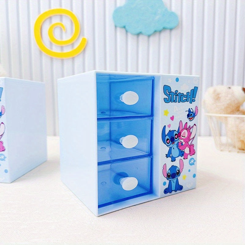 Boîte de Rangement Disney Stitch 3 Compartiments – Organisateur Multifonction pour Bureau, Bijoux et Jouets