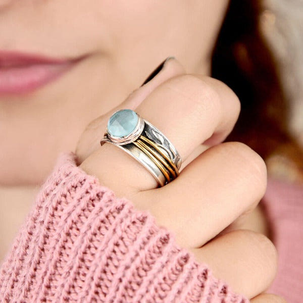 Bague Spinner en Aquamarine - Selene