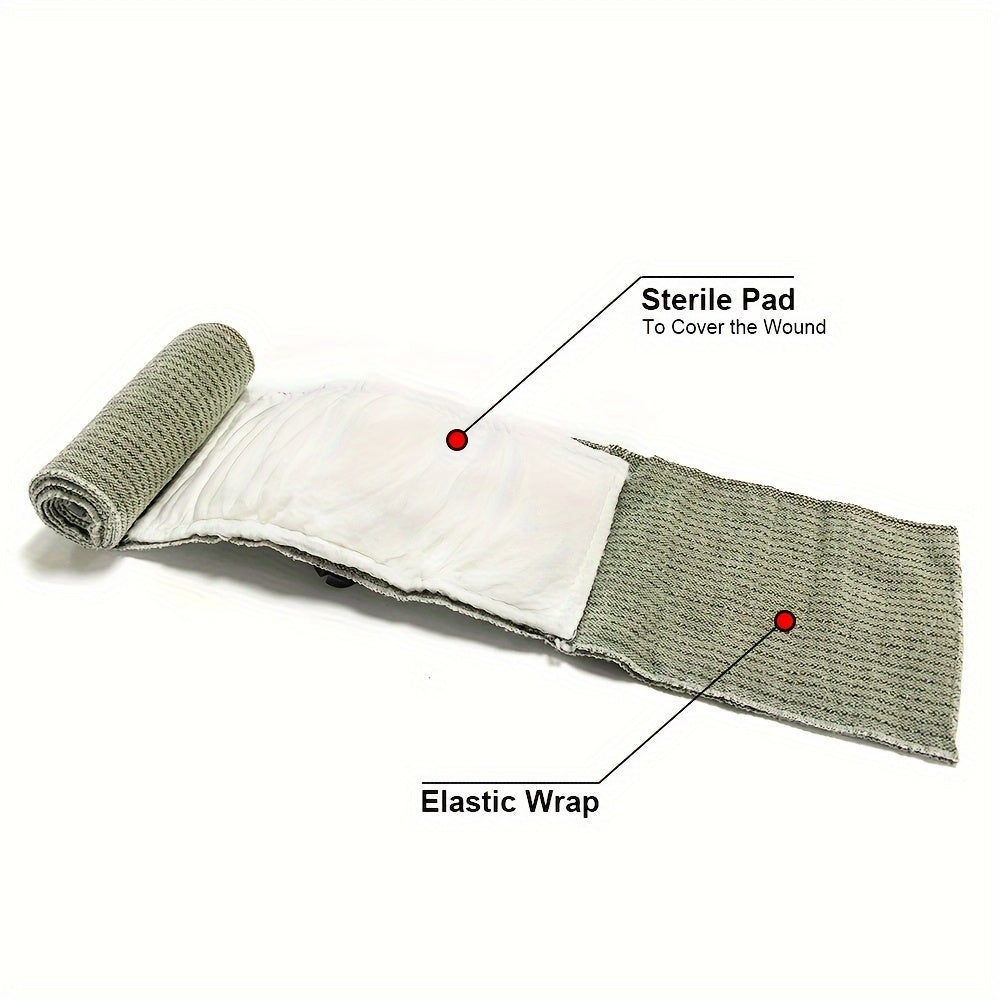 Bandage Élastique de Premiers Secours avec Coussin de Plaie Stérile – Convient Universellement pour l'Usage en Extérieur et à Domicile