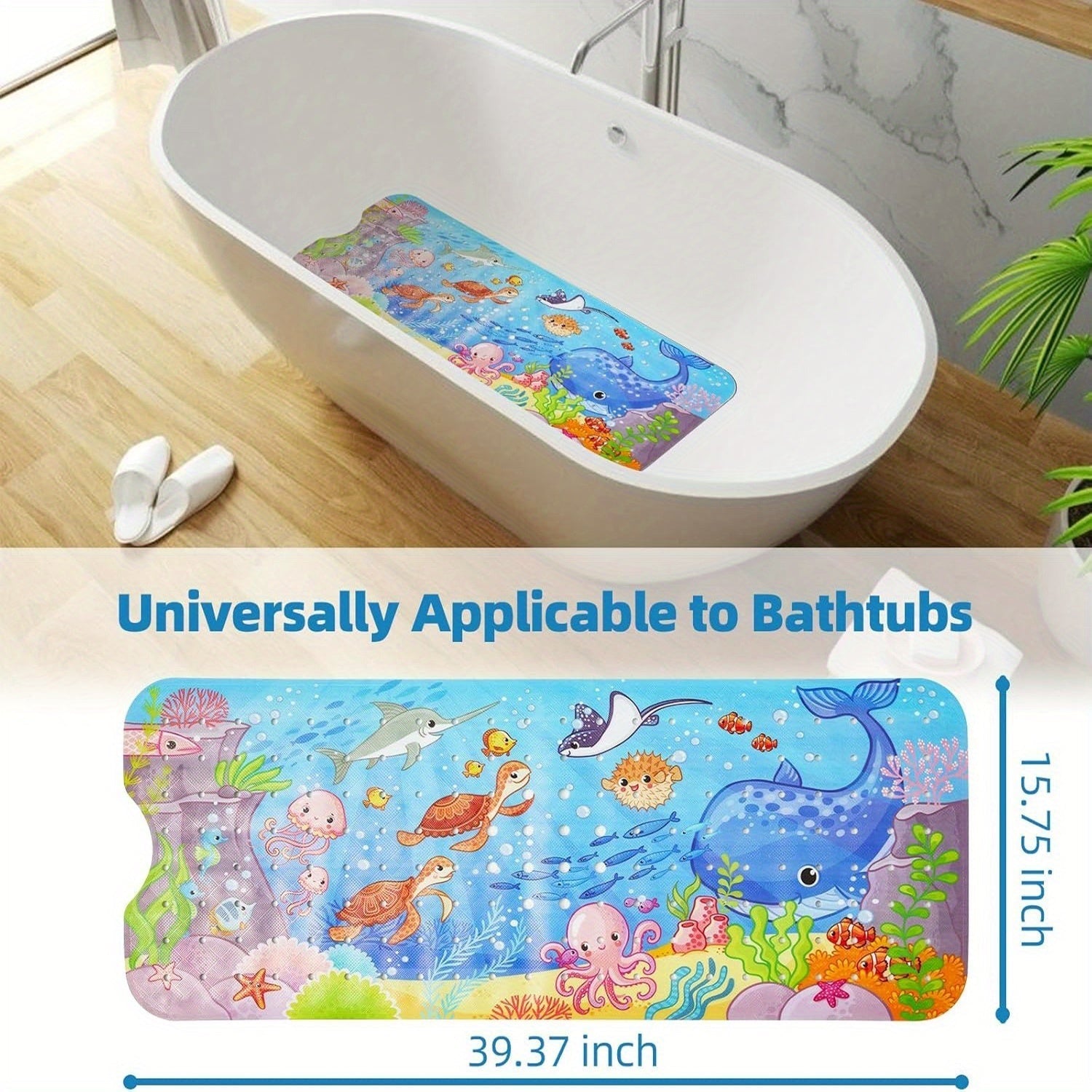 Tapis de Bain Antidérapant Extra Long – Lavable en Machine avec Ventouses