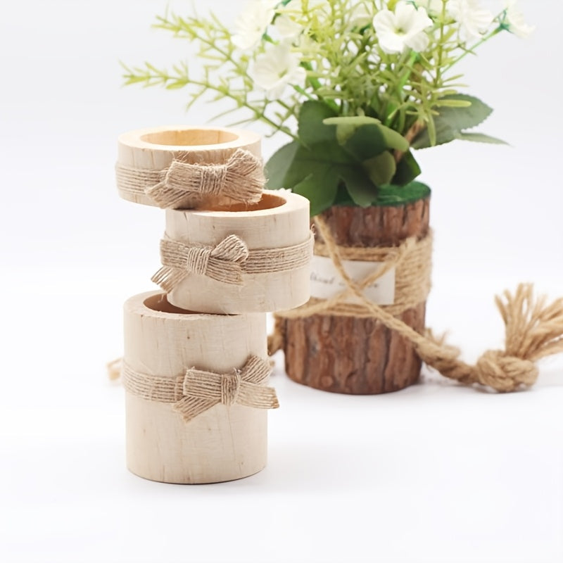 Bougeoir en Bois avec Corde en Jute – Décoration Rustique pour la Maison et le Jardin