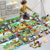 Tapis de Jeu Enfant avec Thème Ferme et Circulation - DuoPlay