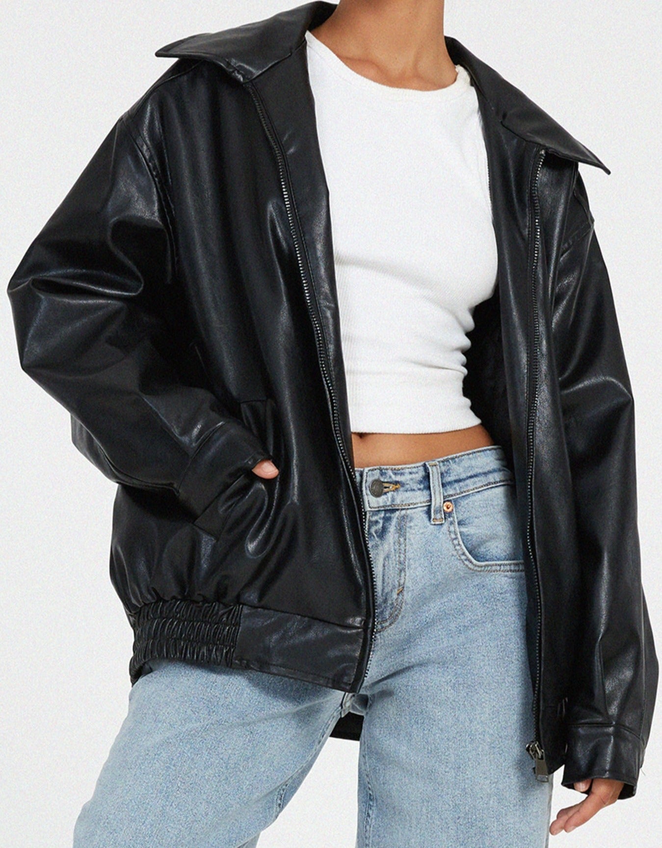 Veste en cuir oversize Los Leren pour femmes – Yara