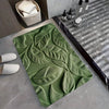 Tapis de Bain en Terre de Diatomée avec Motif de Feuilles Vertes – Absorbant et Sèche Rapidement