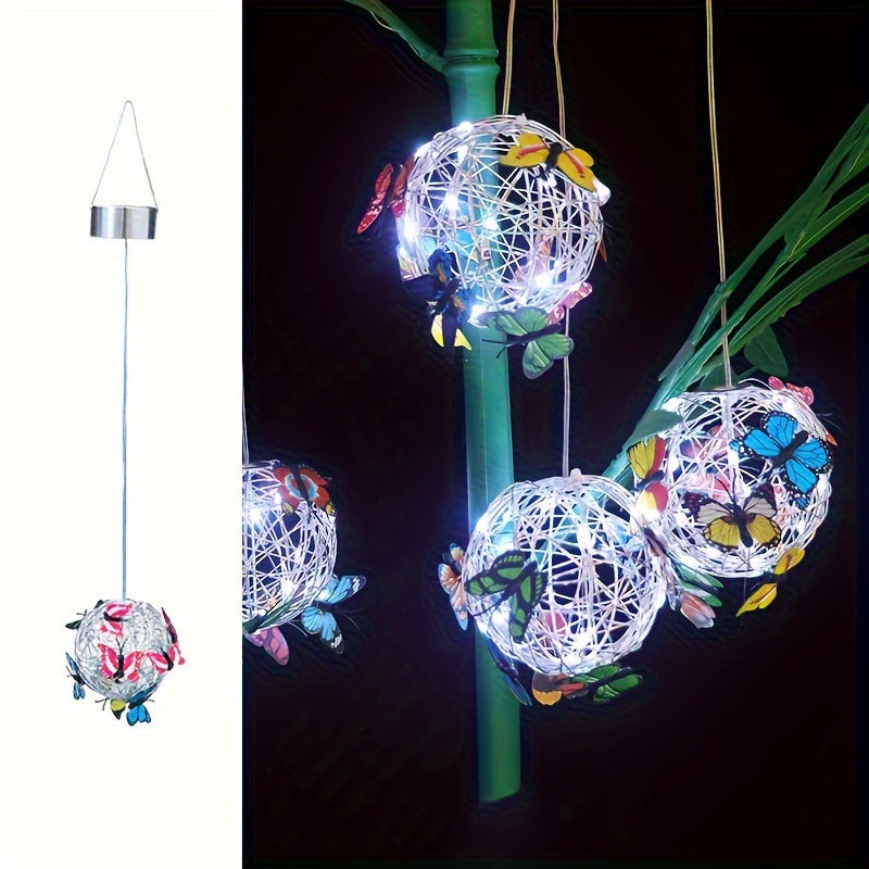 Lanterne à Boule Papillon Solaire LuxeGlow | Lumière de jardin LED enchanteresse pour une ambiance extérieure captivante