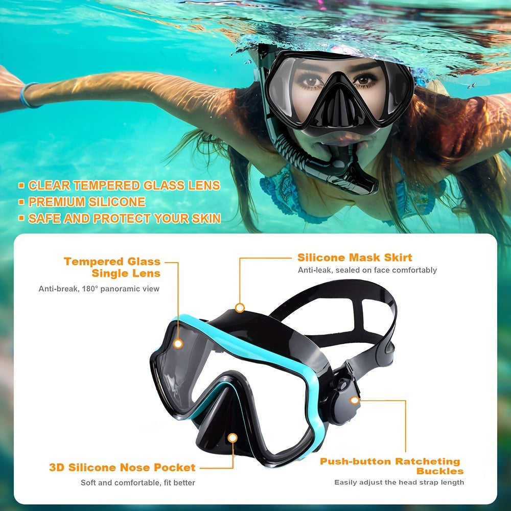 AquaClear Ensemble de Snorkel – Imperméable, Confortable et Avec Grande Visibilité