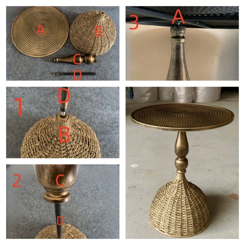 Table basse en herbe aquatique faite à la main – Look bronze antique