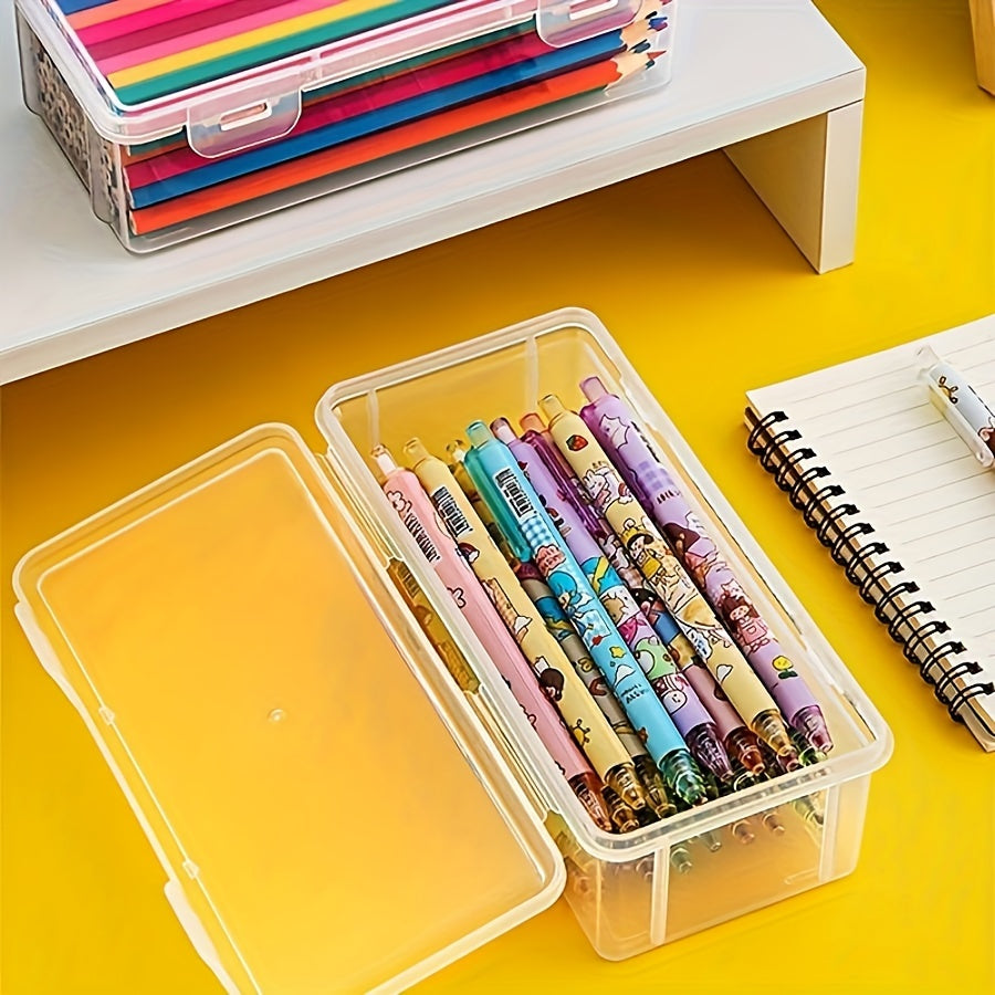 Boîte de Rangement Transparente - Pratique et Durable pour Fournitures Scolaires