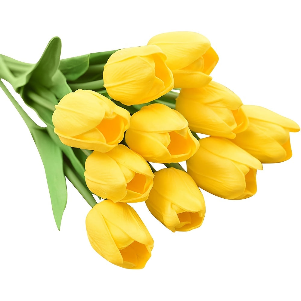 Ensemble de 10 Tulipes Blanches Artificielles – Parfait pour les Mariages, la Photographie et la Décoration Intérieure