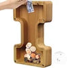 Tirelire TreasureNest | Tirelire en bois personnalisée avec des motifs de lettres de l'alphabet