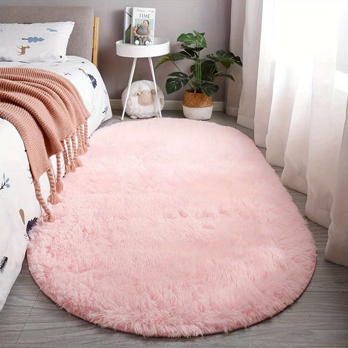 Tapis Oval en Velours Nest Luxueux et Douillet | Décor doux et lavable à la main pour chambres et salons, parfait pour les tables basses et les entrées.