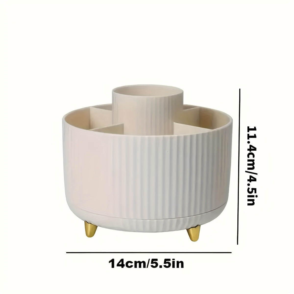 GlamourNest Organisateur de Maquillage Rotatif 360° | Rangement cosmétique élégant avec 5 compartiments pour pinceaux, rouges à lèvres et essentiels de soins de la peau