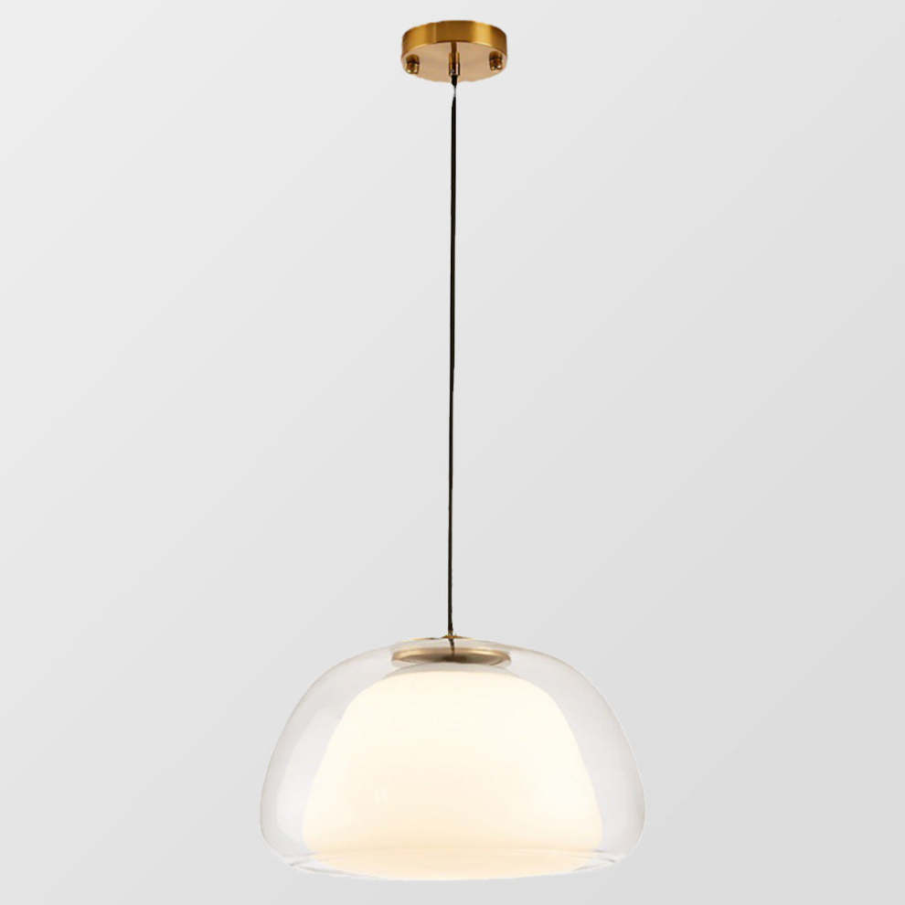 Lustre en Gelée Moderne – Abat-jour en Verre Blanc Élégant avec Longueur Suspendue Ajustable