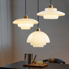 Suspension en Verre Blanc Laiton | Design Mid-Century Moderne | Variétés de Diamètre | Longueur de Suspension Réglable | Verre et Laiton | Convient pour 110V-120V | Élément Élégant pour Intérieur