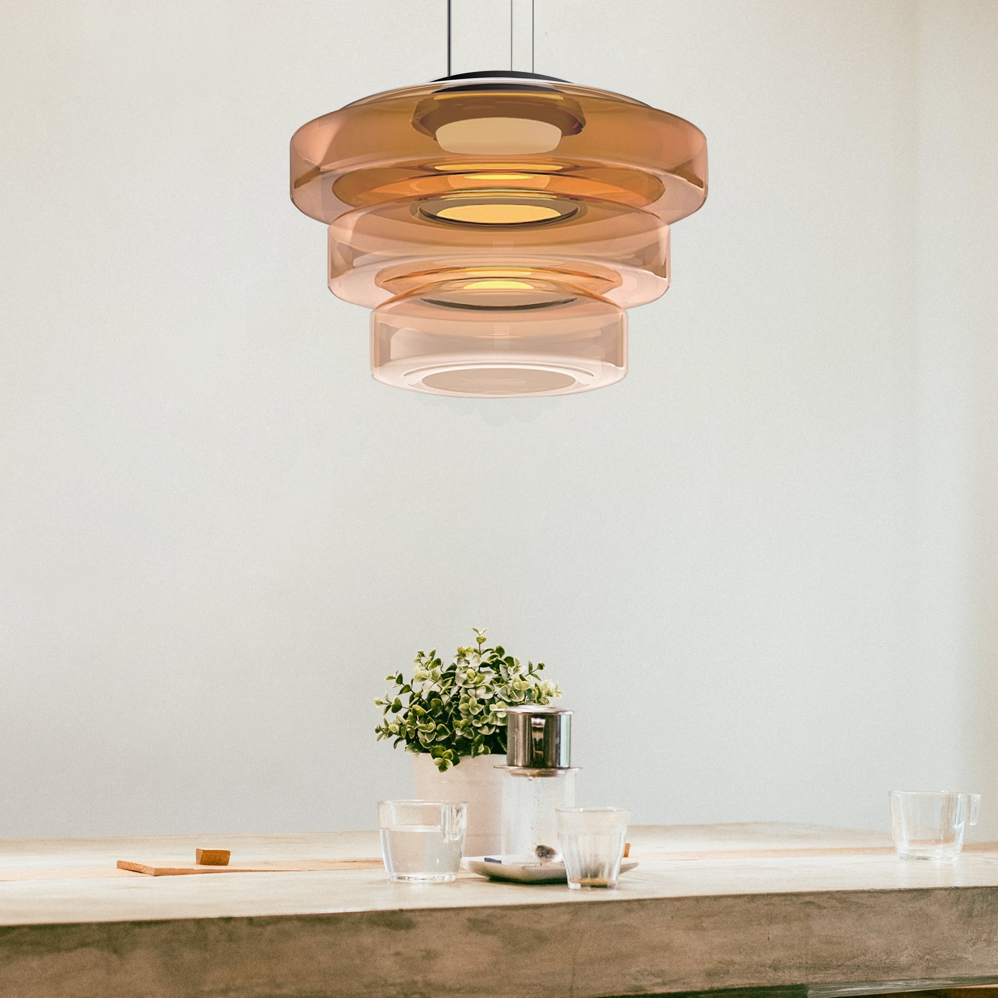 Suspension en Verre de Style Bauhaus pour Îlot de Cuisine et Salle à Manger