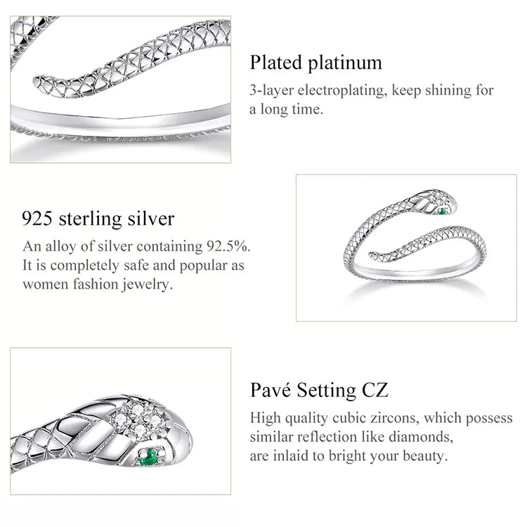 Bague en reptile en platine argenté