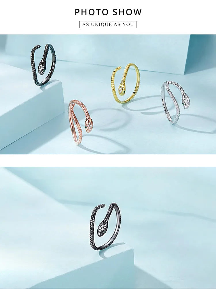 Bague en reptile en platine argenté