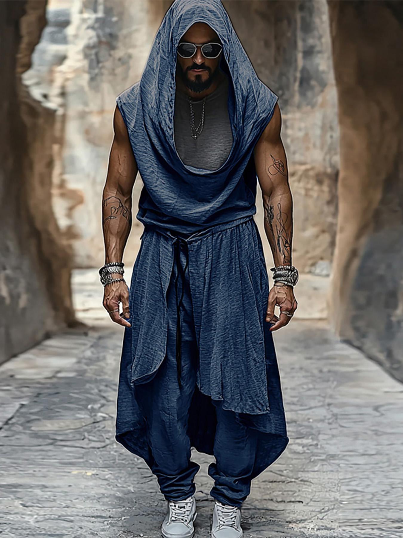 Ensemble Mi-Long pour Hommes – Gilet Sans Manches et Pantalon Baggy