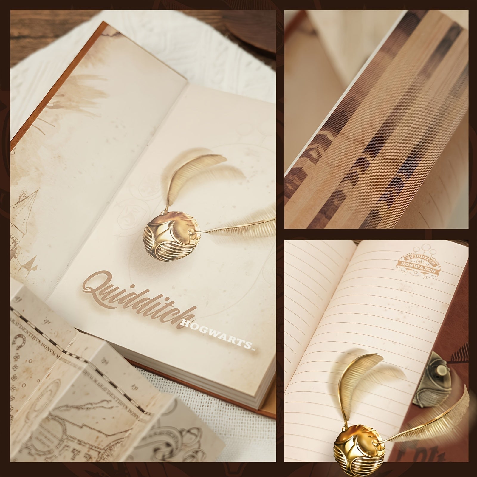 Cahier Magique à Couverture Rigide avec Balle Dorée – Parfait pour Journaux et Notes