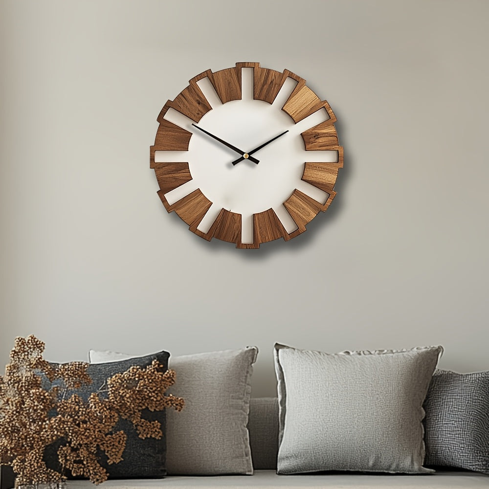 Horloge Murale en Bois Rustique avec Mécanisme Silencieux – Design Intemporel pour Salon, Bureau et Chambre à Coucher