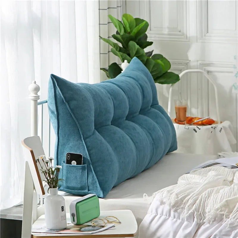 Oreiller de Tête de Lit Triangulaire – Grand Coussin de Dossier pour Lire, Dormir et Soutien de Positionnement Corporel Complet