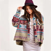 Veste en Jean Vintage Aztec avec Col – Doublée en Laine, Coupe Ample, Manches Longues pour un Style Streetwear Tendance