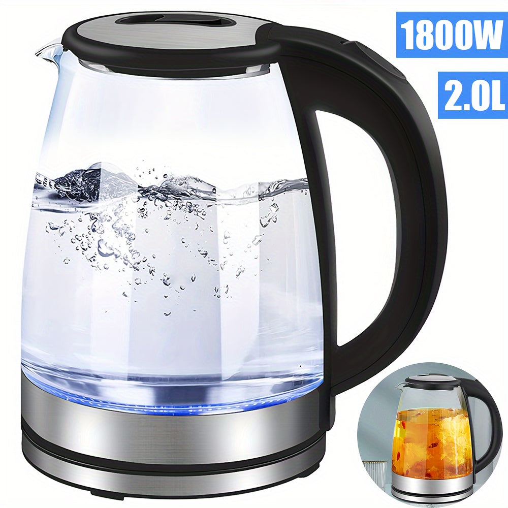 Bouilloire Électrique en Verre Luxe AquaElegance | Ébullition rapide de 2L avec lumière LED, arrêt automatique et protection contre la cuisson à sec pour une utilisation sûre et élégante en cuisine