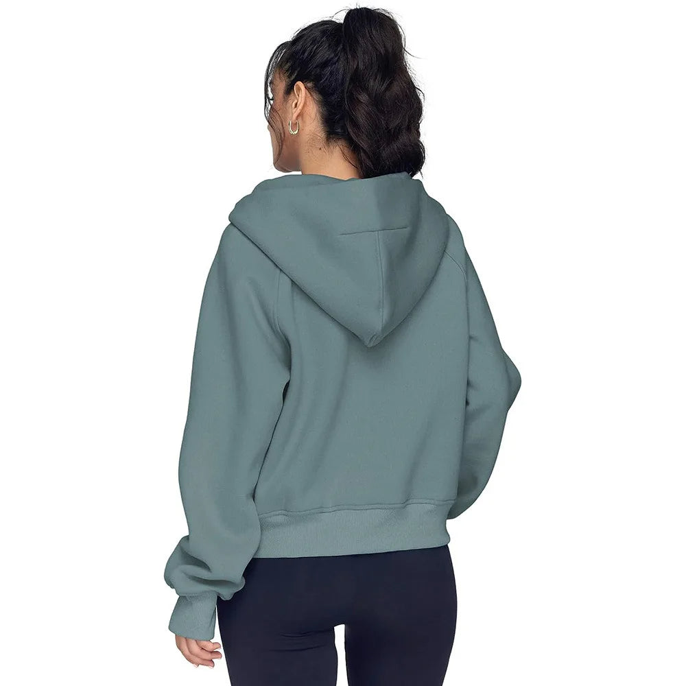 Sweat à Capuche Fleece à Demi-Zip – Pull Élégant pour Femmes pour des Tenues Confortables d'Automne/Hiver et des Couches de Streetwear