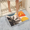 Tapis de Bain Géométrique Abstrait – Absorbant et Doux pour Salle de Bain ou Cuisine