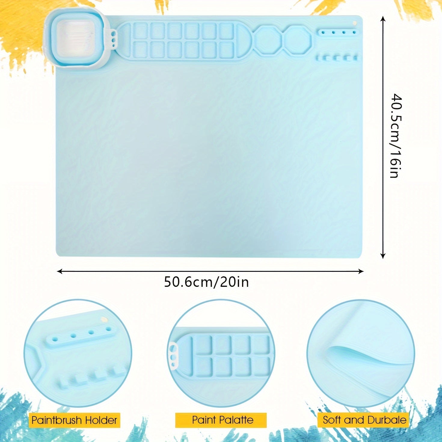 Tapis de Peinture en Silicone avec Palette et Support de Pinceaux – Durable et Flexible