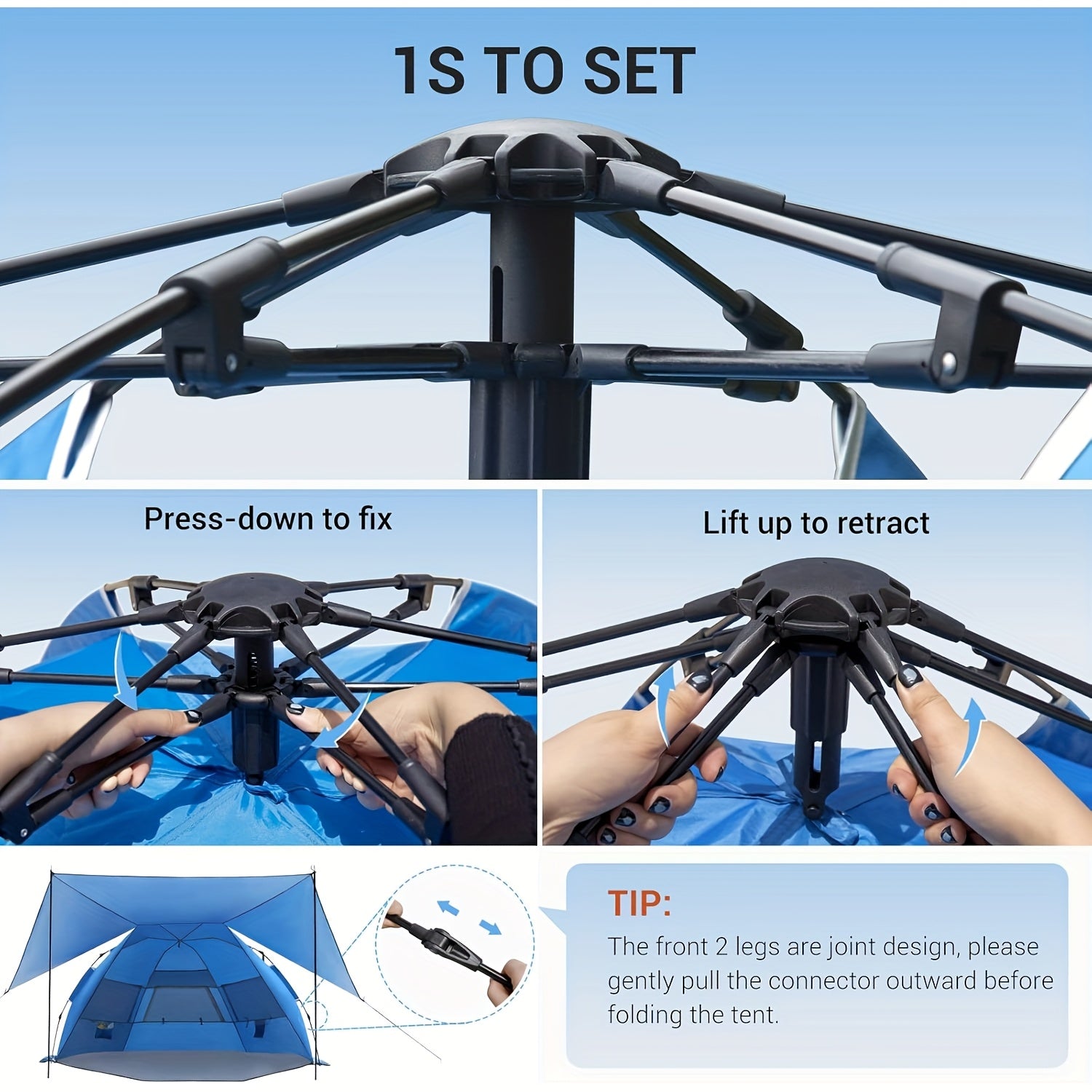 BreezeShield Tente de Plage – Légère et Spacieuse pour 4-6 Personnes