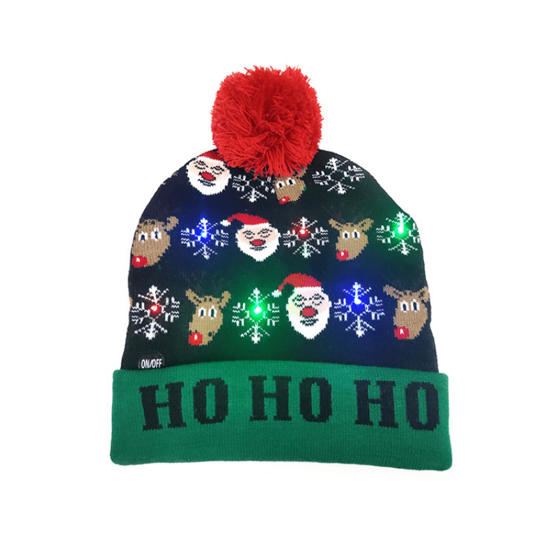 Bonnet LED Givré - Éclairé et Joyeux pour les Fêtes