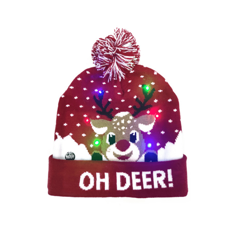 Bonnet LED Givré - Éclairé et Joyeux pour les Fêtes