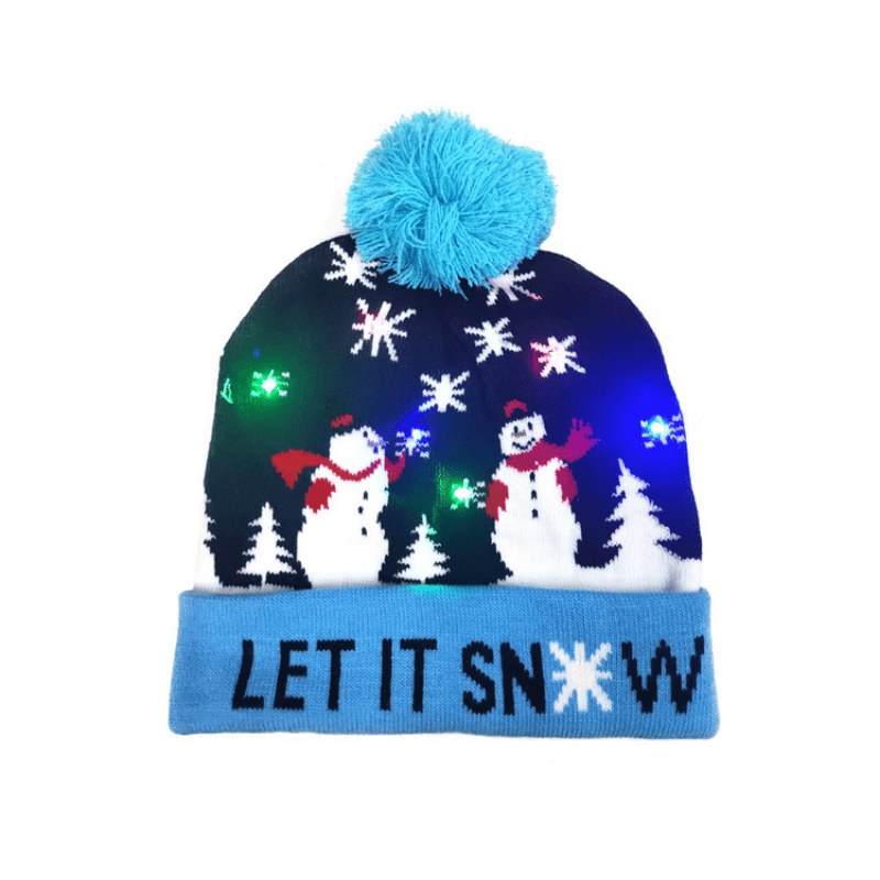Bonnet LED Givré - Éclairé et Joyeux pour les Fêtes