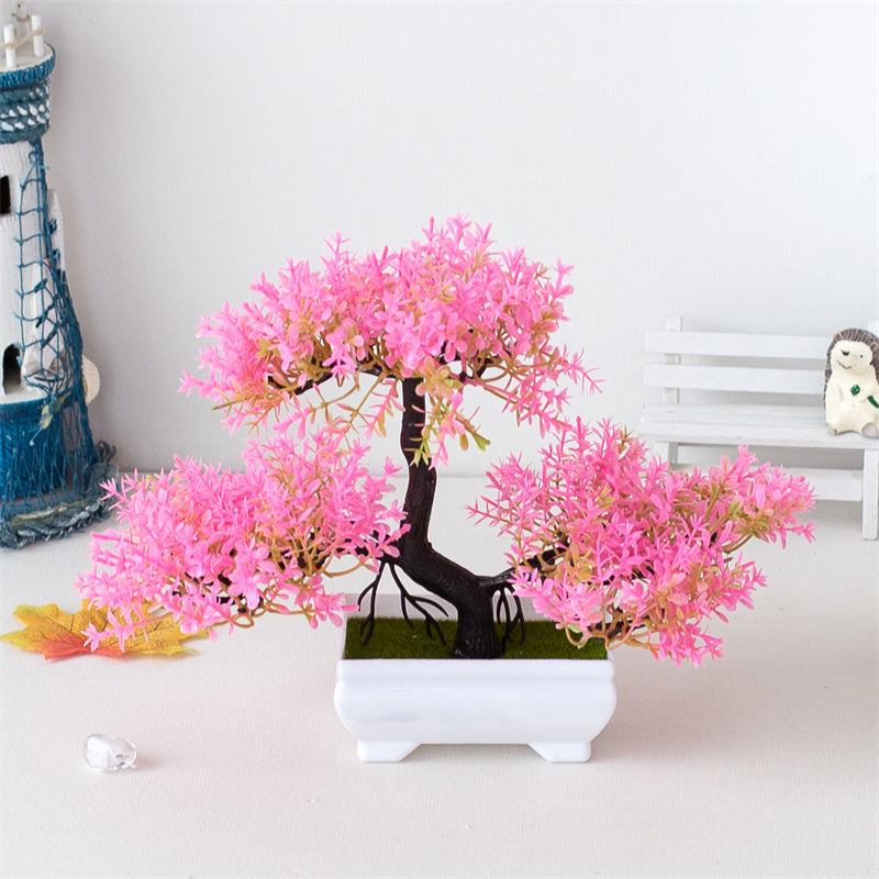 BlossomBonsai Arbre Artificiel – Mini Bonsai Réaliste avec Fleurs Roses