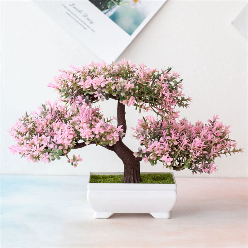 BlossomBonsai Arbre Artificiel – Mini Bonsai Réaliste avec Fleurs Roses